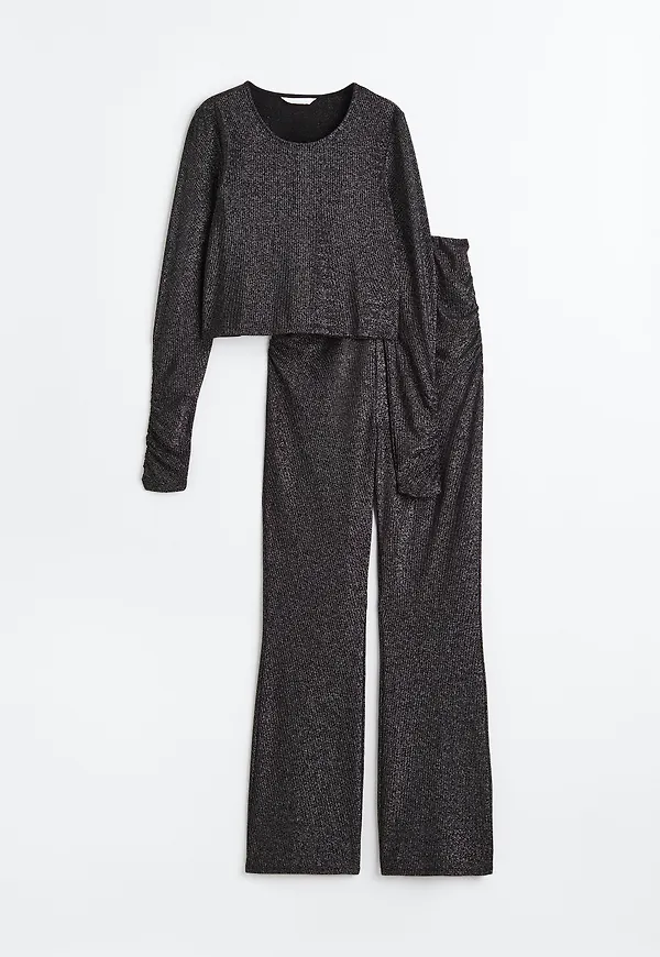 H&M Mama 2-delat Glittrigt Set Svart, Toppar i storlek M