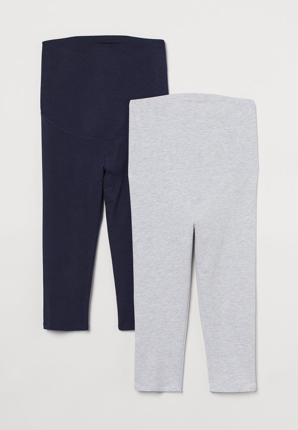 H&M Mama 2-pack Caprileggings Ljus Gråmelerad/marinblå, Nederdelar i storlek S
