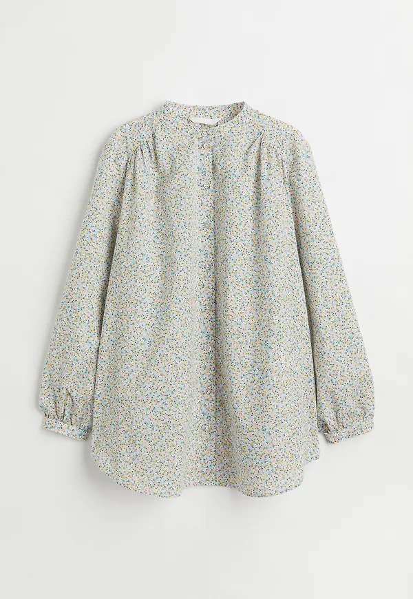 H&M Mama Blus Med Ballongärm Ljusblå/småblommig, Toppar i storlek L