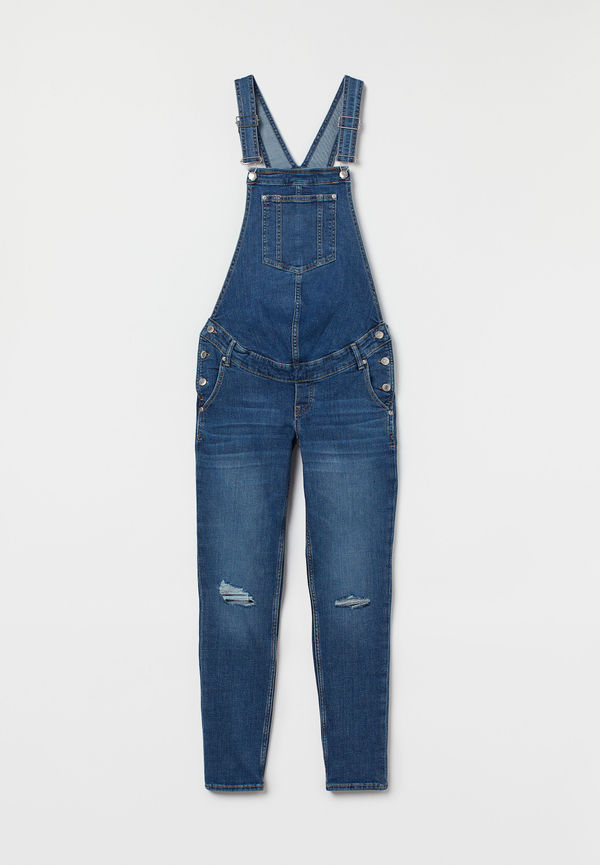H&M Mama Hängselbyxa I Denim Denimblå, Nederdelar i storlek S