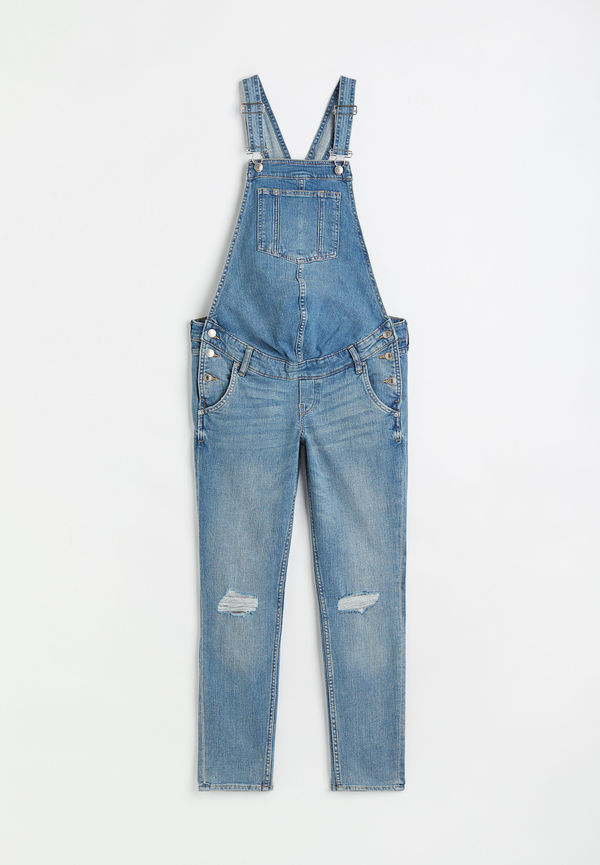 H&M Mama Hängselbyxa I Denim Ljus Denimblå, Nederdelar i storlek XS