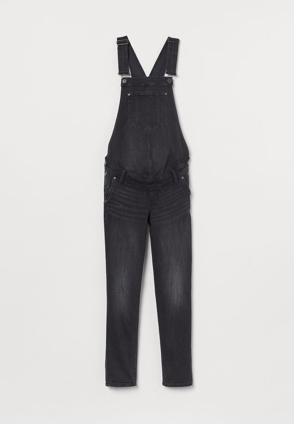 H&M Mama Hängselbyxa I Denim Svart, Nederdelar i storlek XS