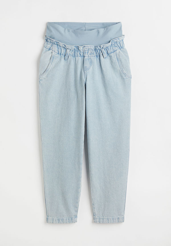 H&M Mama Paper Bag-byxa I Denim Ljus Denimblå, Nederdelar i storlek L