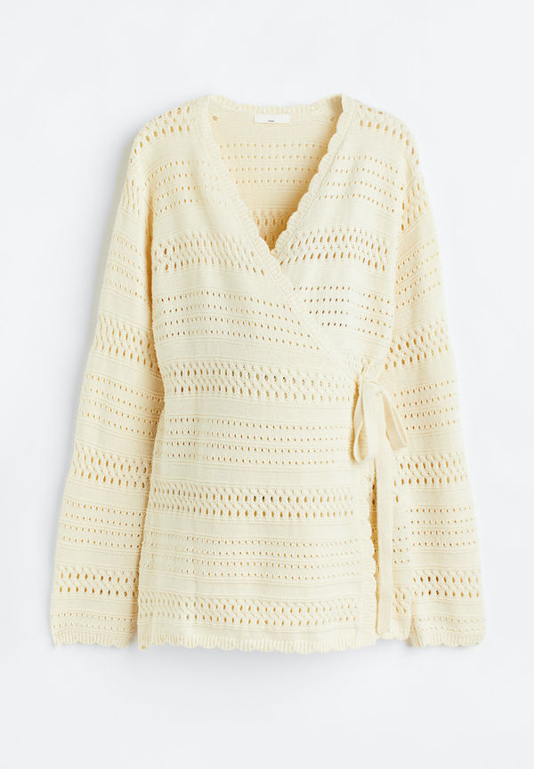 H&M Mama Pointellestickad Kofta Crèmevit, Toppar i storlek S