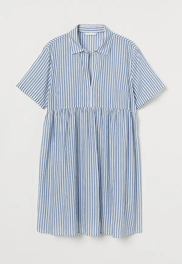 H&M Mama Skjortklänning I Bomull Blå/vitrandig, Klänningar i storlek S