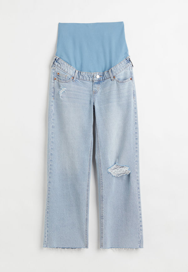H&M Mama Wide High Ankle Jeans Ljus Denimblå, Nederdelar i storlek XL