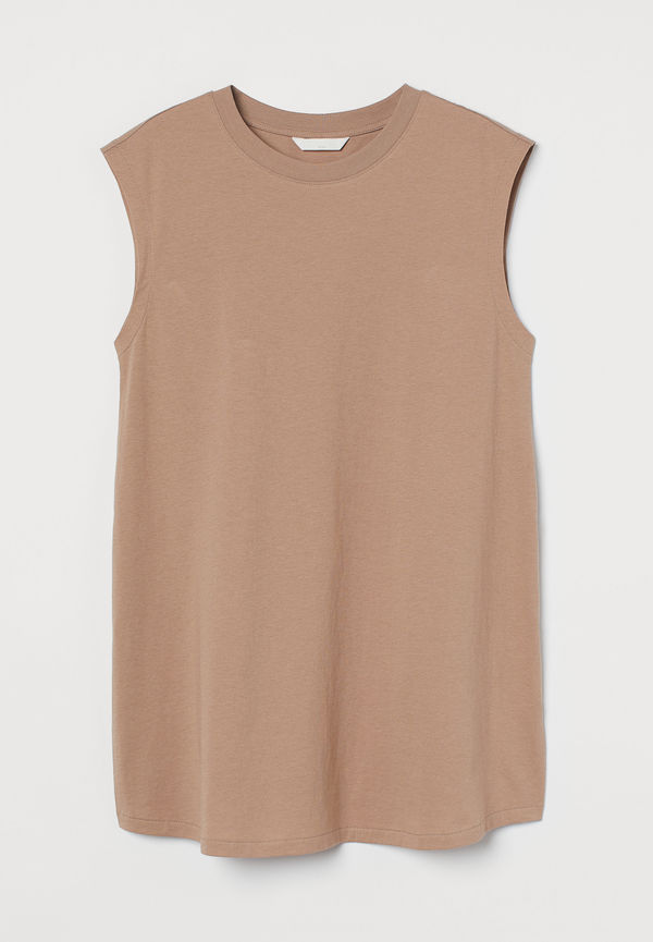 H&M Mama Ärmlös T-shirt I Bomull Beige, Toppar i storlek S
