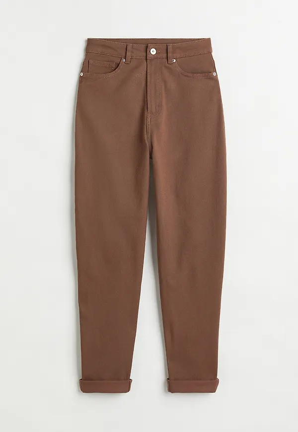 H&M Mom Loose Fit Twillbyxa Brun, Byxor i storlek 32