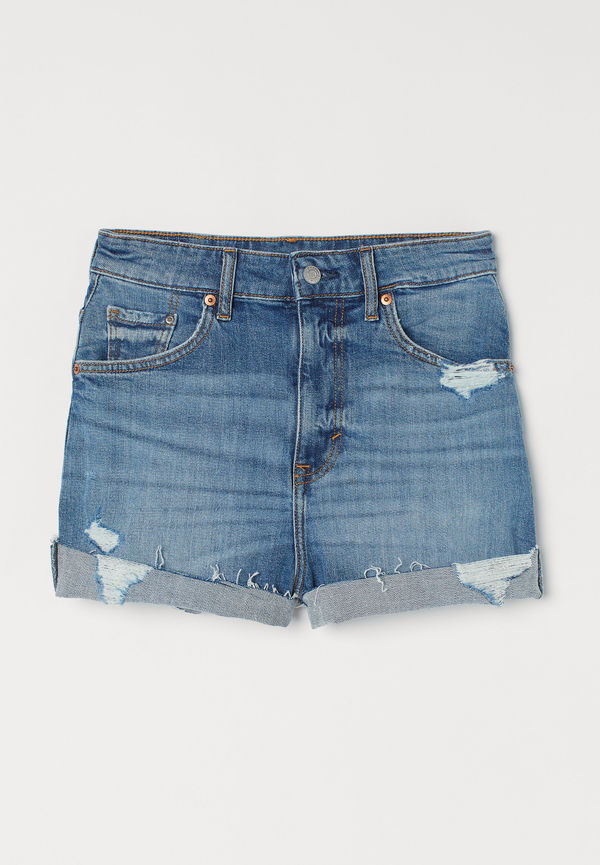 H&M Mom Ultra High Jeansshorts Denimblå i storlek 36