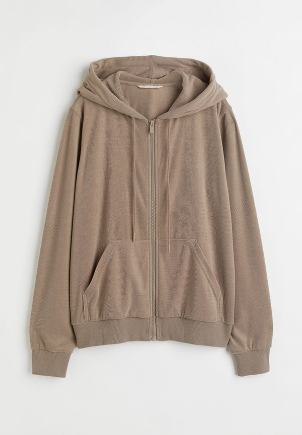 H&M Munkjacka I Frotté Mullvad, Hoodies i storlek M