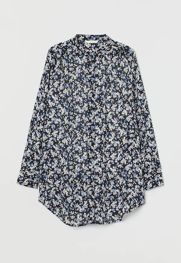 H&M Mönstrad Blus Svart/blommig, Blusar i storlek S