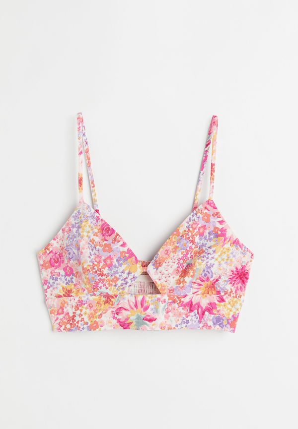 H&M Mönstrad Croptop Vit/blommig, Toppar i storlek XXL