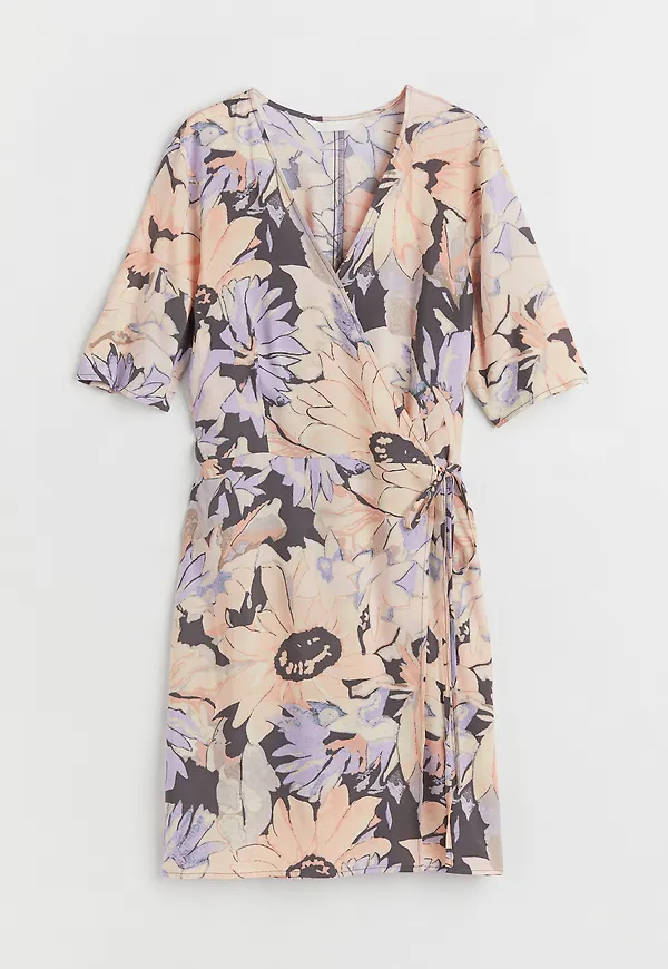 H&M Omlottklänning Grå/blommig, Vardagsklänningar i storlek XXL