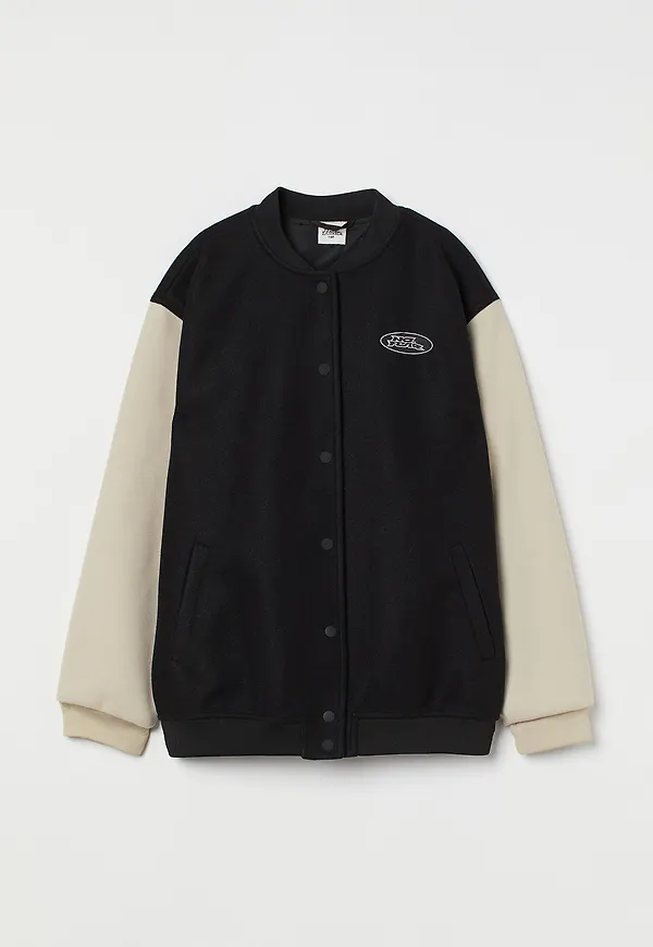 H&M Oversized Collegejacka Svart/no Fear, Jackor i storlek L
