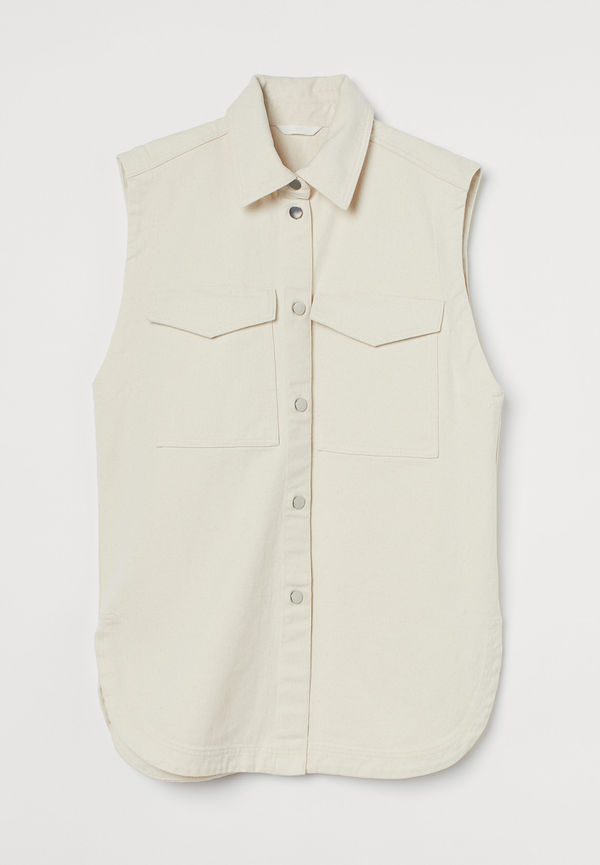 H&M Oversized Denimväst Naturvit, Västar i storlek XXL och färg Naturlig