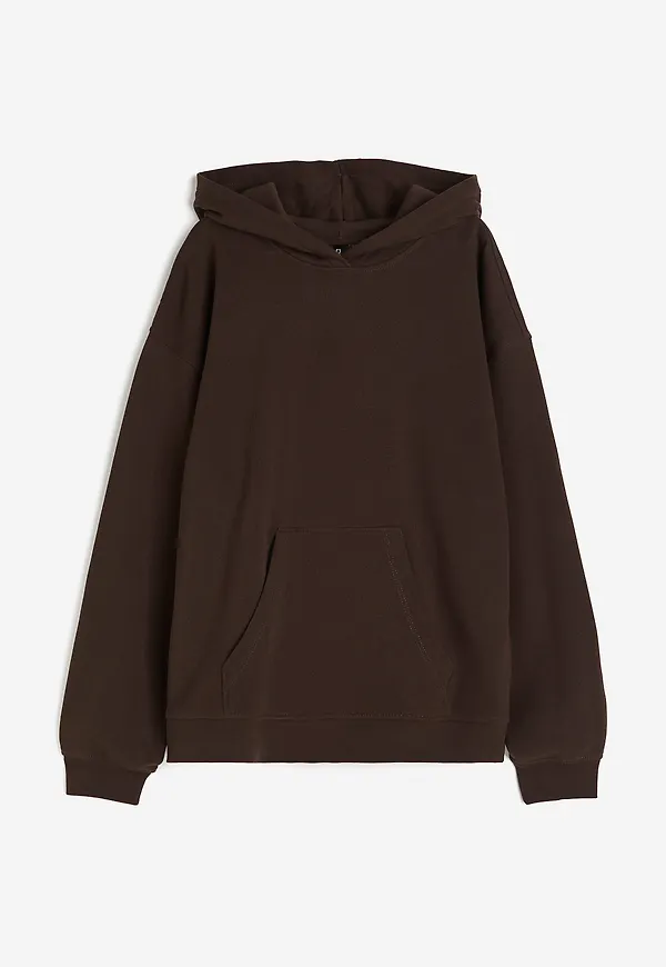 H&M Oversized Huvtröja Mörkbrun, Hoodies i storlek XXS