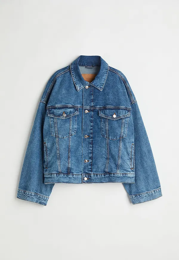 H&M Oversized Jeansjacka Denimblå, Jackor i storlek XS