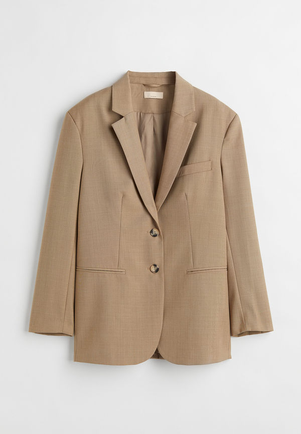 H&M Oversized Kavaj I Twill Mörkbeige, Blazers i storlek XXL