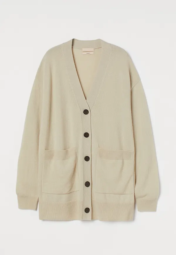 H&M Oversized Kofta I Kashmir Ljusbeige i storlek S