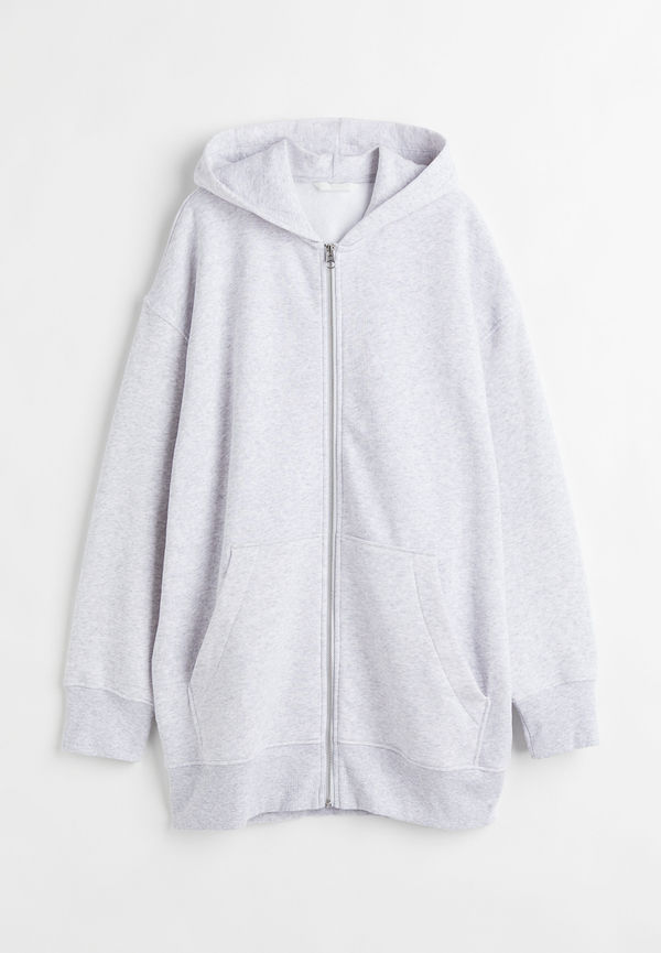 H&M Oversized Munkjacka Ljus Gråmelerad, Hoodies i storlek S