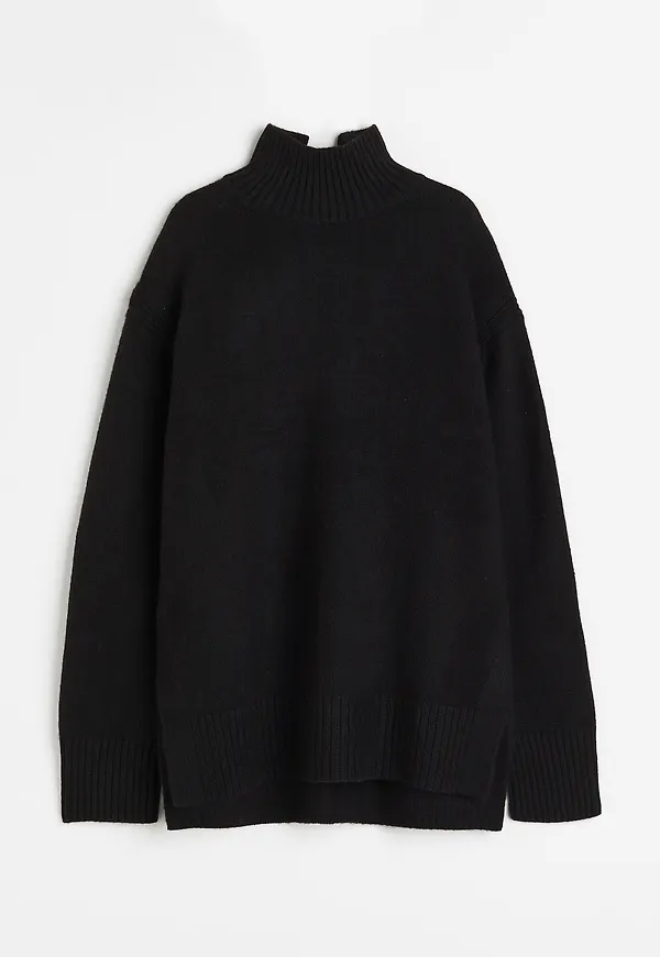 H&M Oversized Polotröja Svart i storlek XS