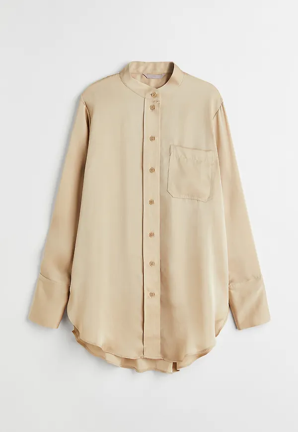 H&M Oversized Skjorta Beige, Blusar i storlek XL