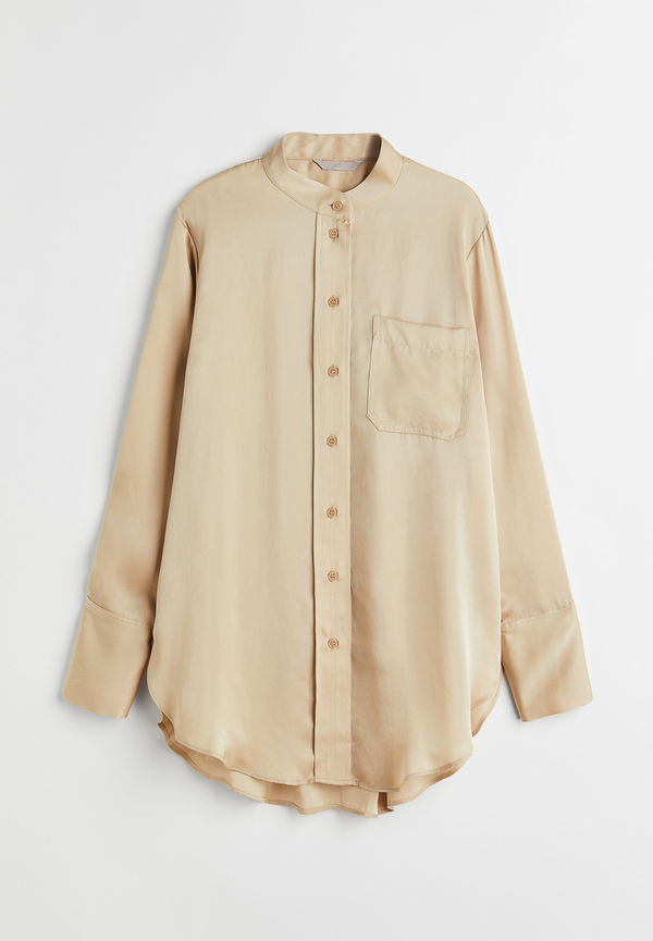 H&M Oversized Skjorta Beige, Blusar i storlek XL