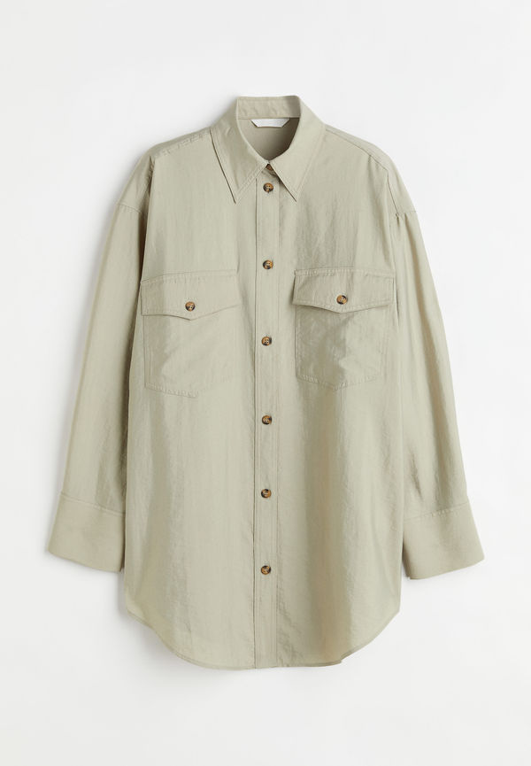 H&M Oversized Skjorta Grönbeige, Casualskjortor i storlek XS