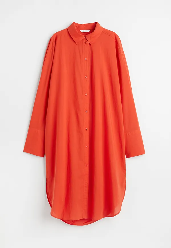 H&M Oversized Skjortklänning Röd, Vardagsklänningar i storlek M