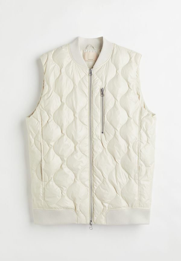 H&M Oversized Väst Med Quiltningar Vit, Västar i storlek M