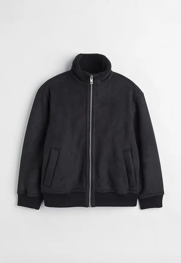 H&M Pilefodrad Bomberjacka Svart, Jackor i storlek XL