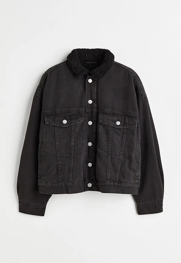 H&M Pilefodrad Jeansjacka Svart, Jackor i storlek XS