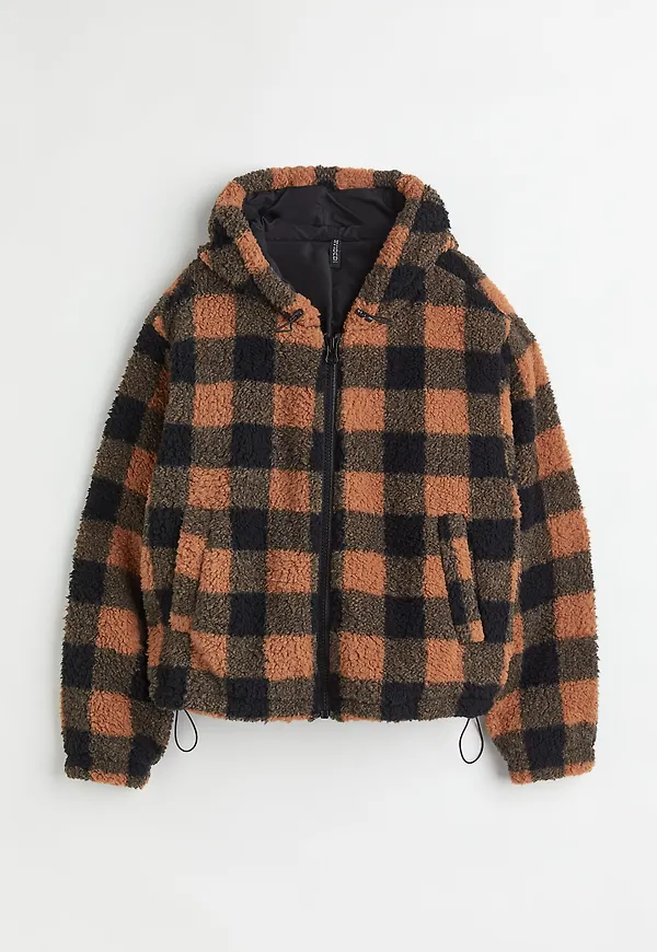 H&M Pilejacka Med Huva Brun/rutig, Jackor i storlek XS
