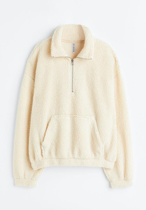 H&M Piletröja Med Dragkedja Crèmevit, Tröjor i storlek XL