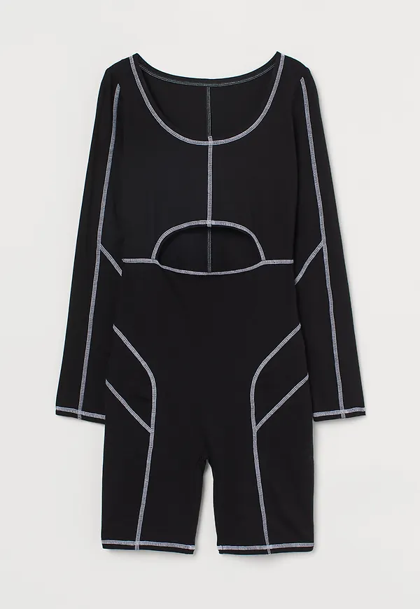 H&M Playsuit Med Flatlocksömmar Svart, Jumpsuits i storlek XS