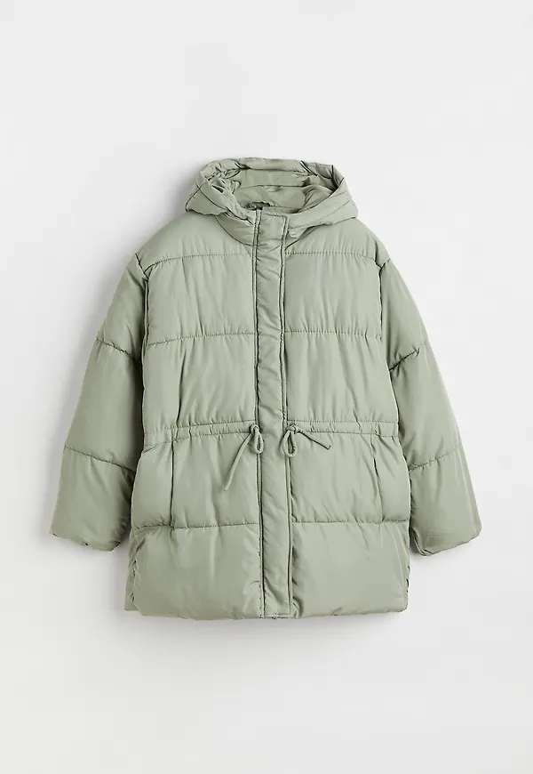 H&M Pufferjacka Med Dragsko Ljus Khakigrön, Jackor i storlek S