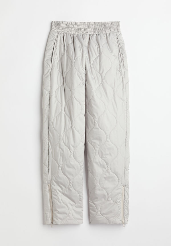 H&M Quiltad Byxa Ljus Gråbeige, Byxor i storlek M och färg Vit