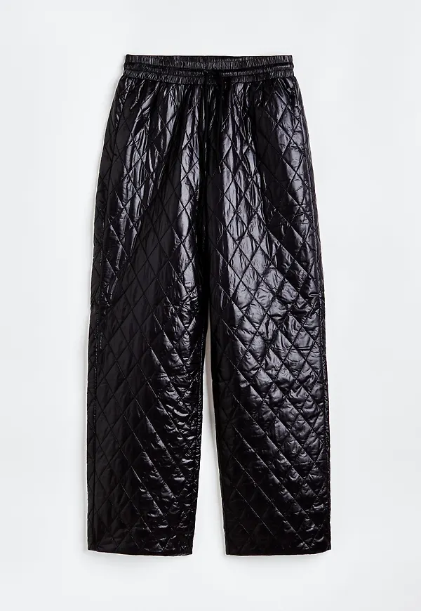 H&M Quiltad Byxa Svart, Byxor i storlek XS
