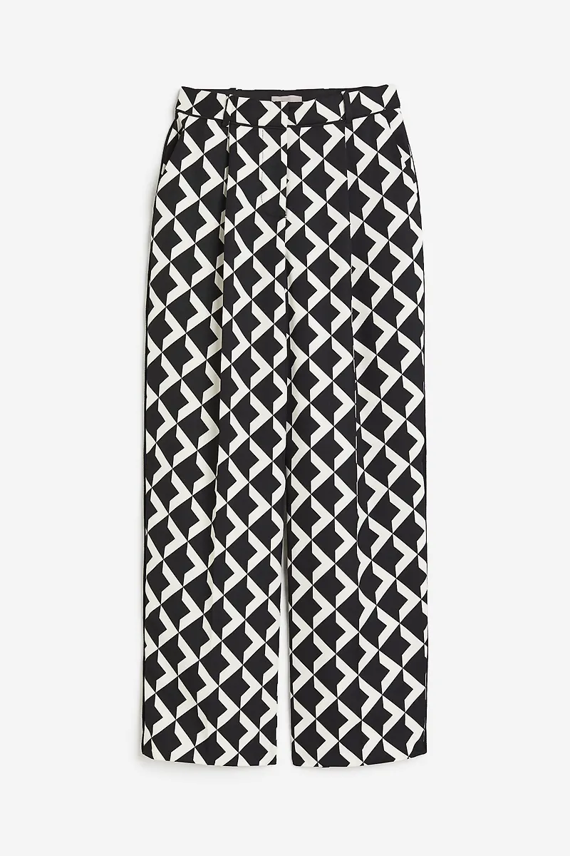H&M Rak Byxa Svart/vitmönstrad, Byxor i storlek 40