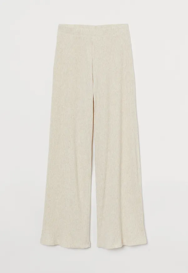 H&M Ribbad Byxa Ljus Beigemelerad, Byxor i storlek XL