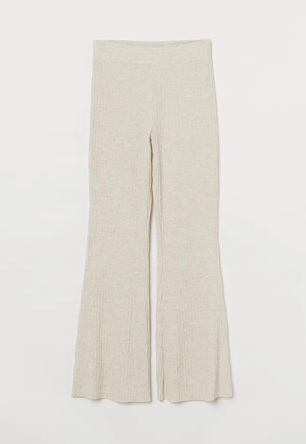 H&M Ribbad Byxa Ljus Beigemelerad, Byxor i storlek XXL