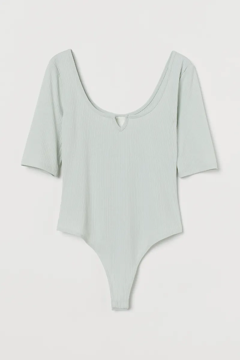 H&M Ribbad Stringbody Ljus Turkos, Bodies i storlek XS