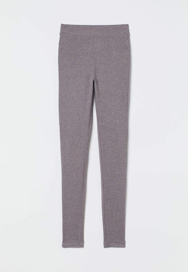 H&M Ribbade Leggings I Modalmix Gråmelerad i storlek M