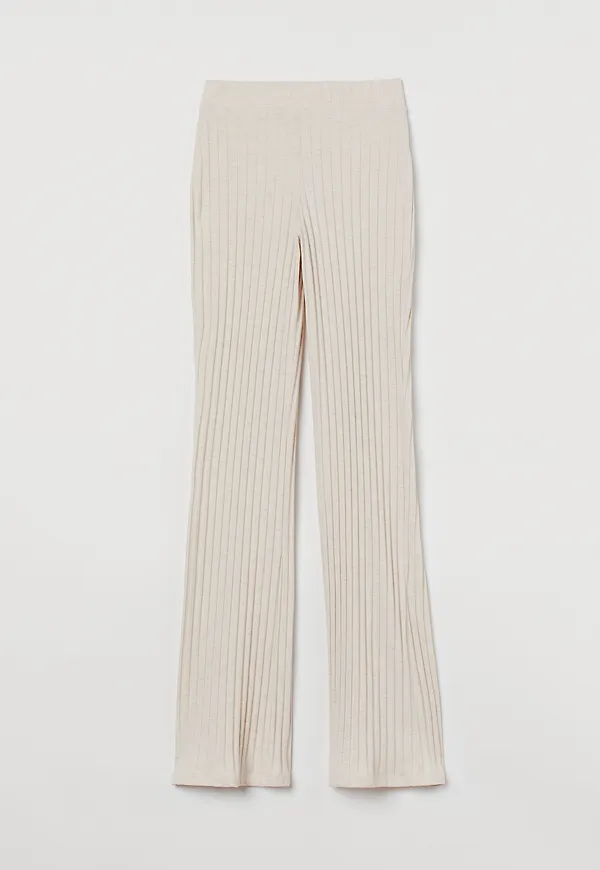 H&M Ribbade Leggings Ljusbeige i storlek XL