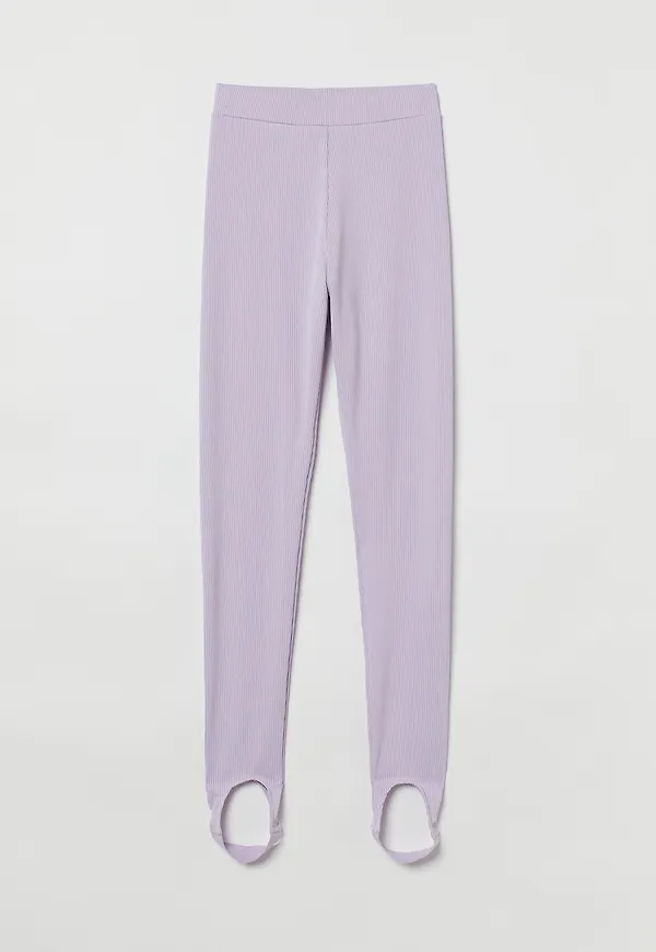 H&M Ribbade Leggings Med Fothälla Ljuslila i storlek L