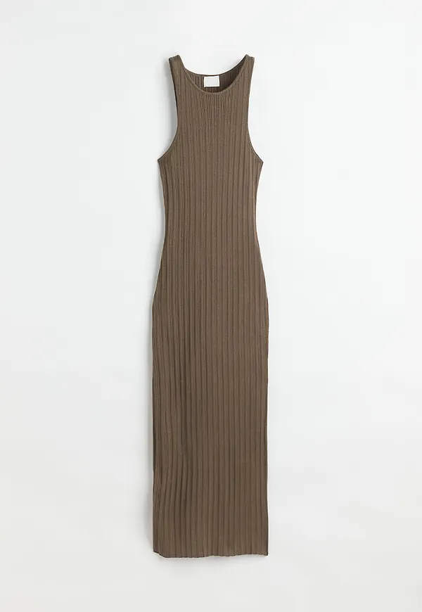 H&M Ribbstickad Bodycon-klänning Khakigrön, Vardagsklänningar i storlek L