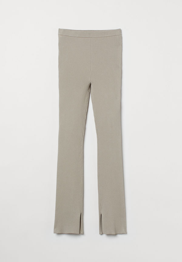 H&M Ribbstickad Byxa Gråbeige, Byxor i storlek XL och färg Vit