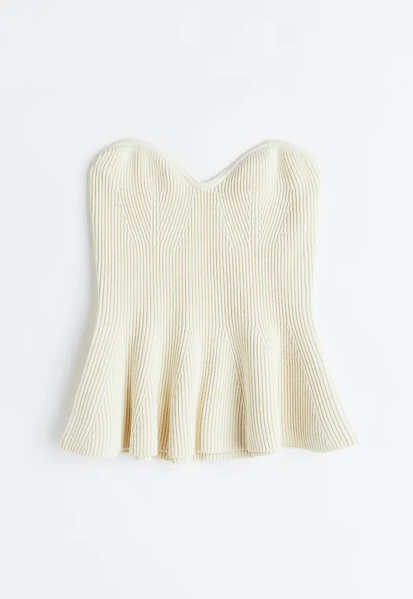H&M Ribbstickad Peplumtopp, Toppar i storlek L