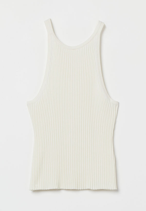 H&M Ribbstickad Topp Crèmevit, Linnen i storlek XXL