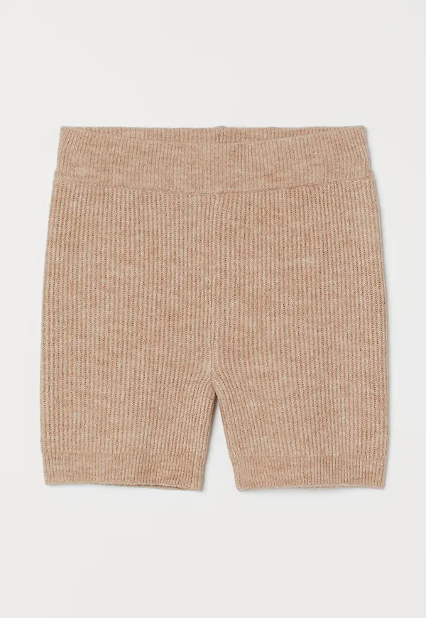 H&M Ribbstickade Shorts Beigemelerad i storlek S